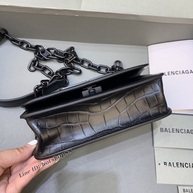 Balenciaga專櫃爆款小號鱷魚黑色黑扣肩背包 巴黎世家新款Gossip bag斜挎包 fyj1296